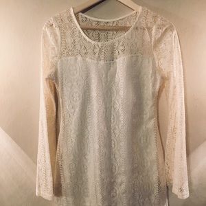 Ivory Lace Bell Sleeve Dress